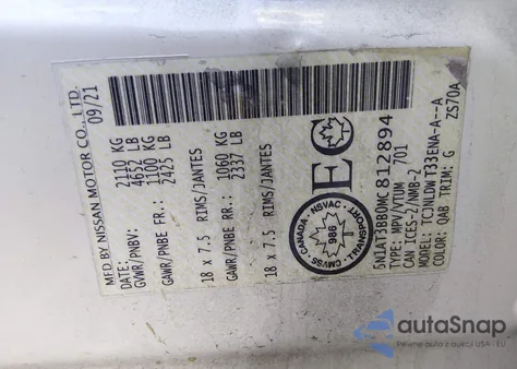 2021 Nissan Rogue Sv Intelligent Awd z USA, uszkodzony, nr VIN 5N1AT3BB0MC812894